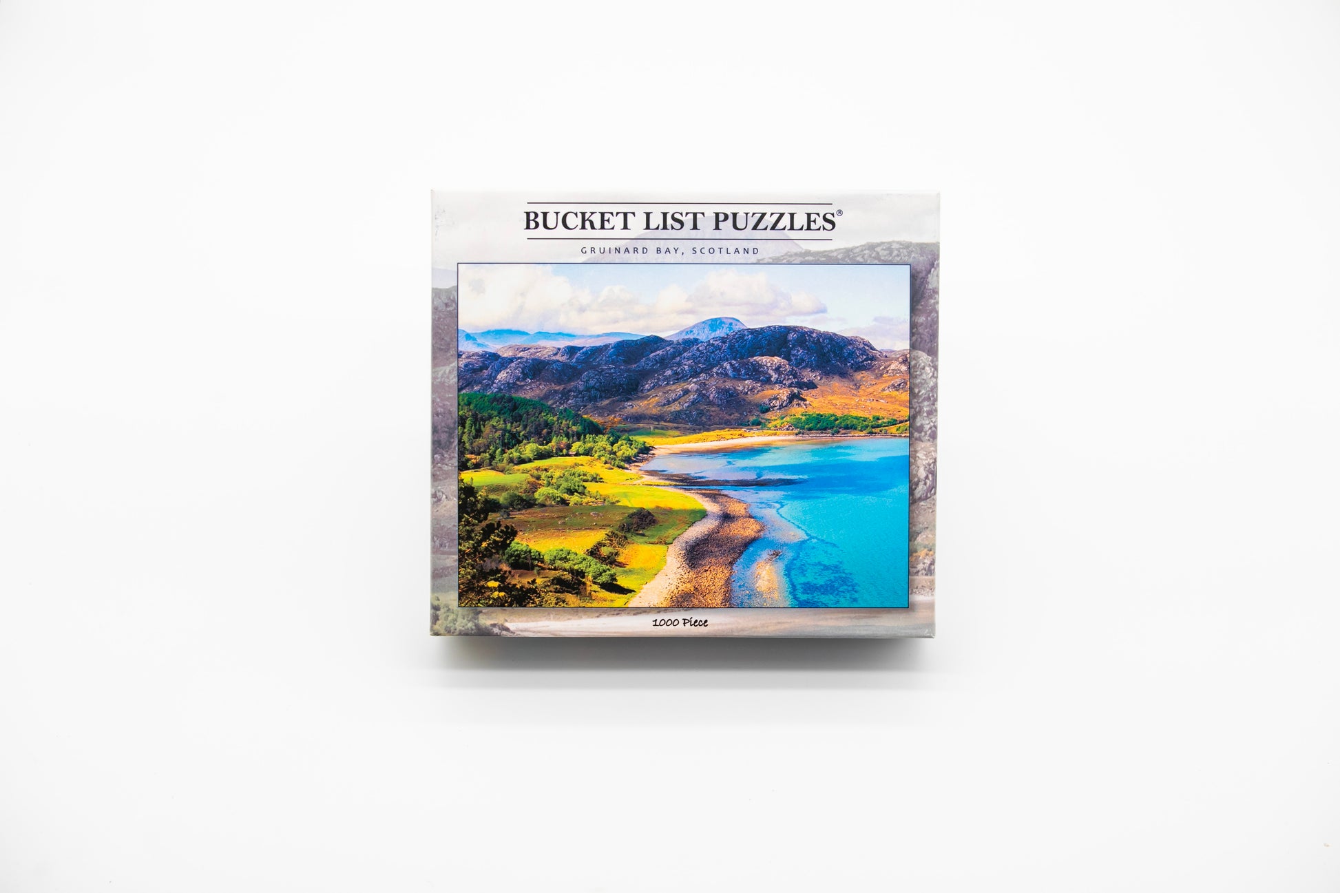 Bucket List Puzzles packaging with a scenic image on a white background