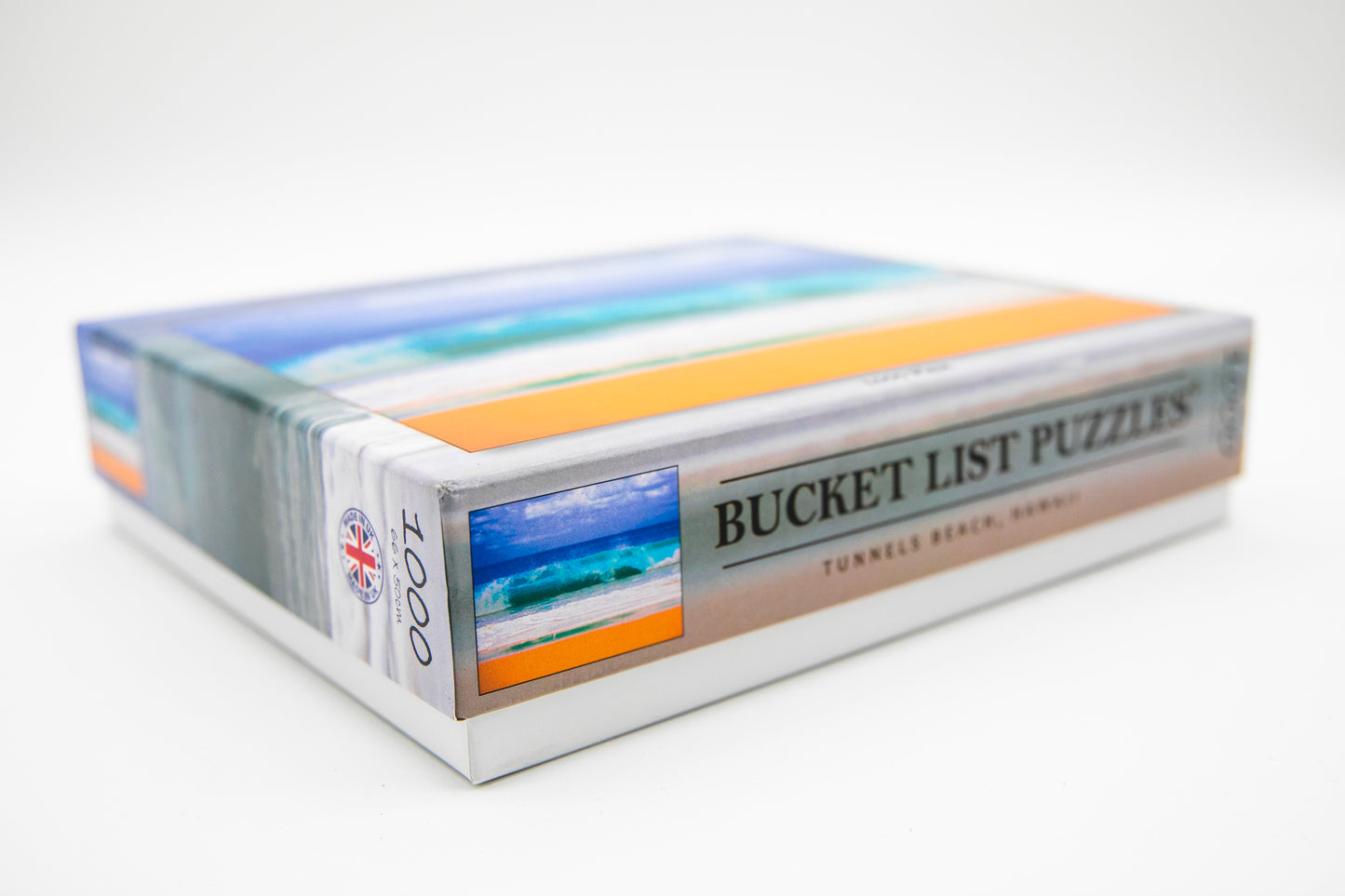 Box of Bucket List Puzzles with scenic images on a white background
